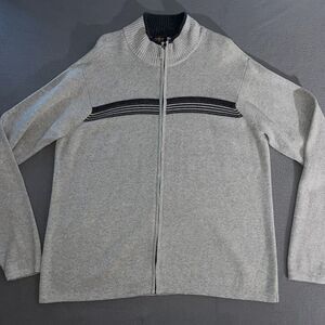 Arrow Sweater Mens XL Full Zip Sweatshirt‎ Collar Stripped Black Jacket